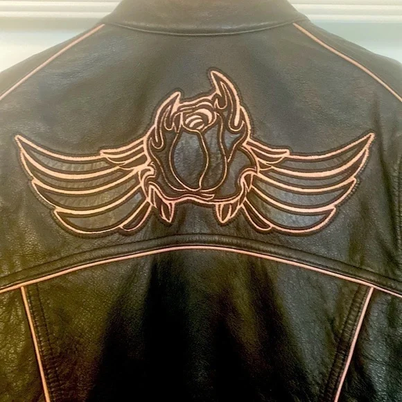Women’s Harley Davidson Leather Jacket Pink Rose, petite Small EUC​​​​​​​​ - Picture 5 of 10